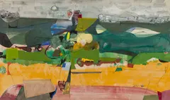 Alfred McAdams, Abstracted Cityscape, 1958, Watercolor, acrylic and ink on paperboard