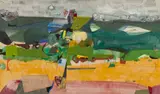 Alfred McAdams, Abstracted Cityscape, 1958, Watercolor, acrylic and ink on paperboard