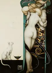 Michael Parkes, Night and Day, Colored lithograph