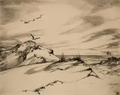 Elizabeth Boardman Warren, Nearing Sunset, Etching
