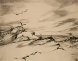 Elizabeth Boardman Warren, Nearing Sunset, Etching