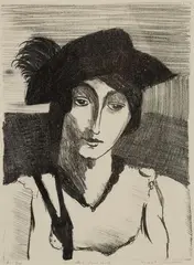 Walt Kuhn, Girl with Cocked Hat, Lithograph
