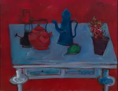 Benjamin Levy, Still Life on Blue Table, 1966, Oil on canvas