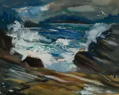Fritz Rockwell, Monhegan Surf, 1955, Watercolor and gouache on paper
