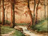 George M. Hathaway, Forest Stream in Autumn, Watercolor on paper