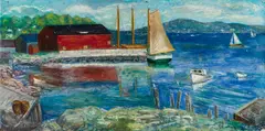 Fritz Rockwell, Harbor Scene, Possibly Camden or Rockland, 1992, Oil on panel