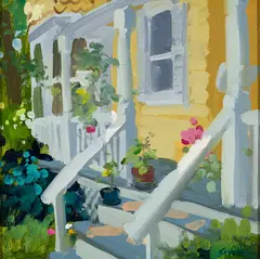 Charles Sovek, Yellow House, Oil on canvas