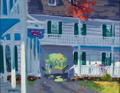 Charles Sovek, Lodge in the Catskills, 1989, Oil on canvasboard