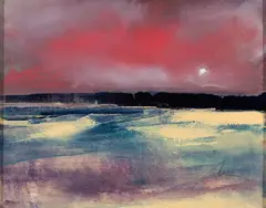 Ron Morin, "Salt Marsh Moon #2" Manchester, New Hampshire, 2008, Oil on masonite