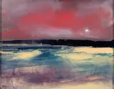 Ron Morin, "Salt Marsh Moon #2" Manchester, New Hampshire, 2008, Oil on masonite