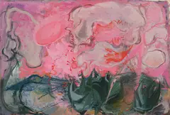 Charles E. Buckley, Landscape with Pink Sky, Oil on canvas