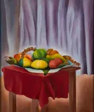 Hugh Littlejohn, Still Life - Autumn Fruits, Oil on canvas