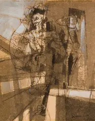 Niles Spencer, The Gay Warrior or Death, Sumi ink and gouache on paper