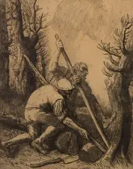 Alphonse Legros, Les Bucherons (The Woodcutters), Third Plate, 1876, Etching