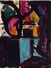 Robert Ray, Purple Abstract, 1957, Gouache on paper