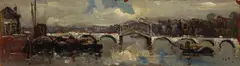 George Hendrik Breitner, View of Amsterdam with Bridge, Oil on panel
