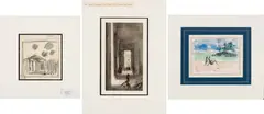 Bernard Lamotte, Three Works, Watercolor, charcoal and ink wash on paper