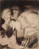 Käthe Kollwitz, Death and Mother Struggling Over the Child, Etching (restrike)
