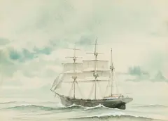 Jack Nowacki, The Southeaster was Stiffening and the Sea was Roughing, Watercolor on paper