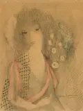 Marie Laurencin, Girl with Flowers, Colored lithograph