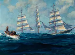 Andrew Winter, Man Overboard, Oil on panel