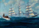 Andrew Winter, Man Overboard, Oil on panel