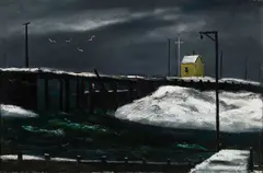 William Thon, Life Saving Station, Oil on canvas