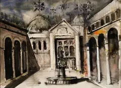 William Thon, Cortile in Venice, Watercolor on paper