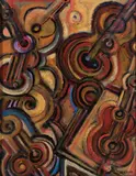 Emil Bisttram, Guitars, Oil on masonite