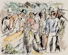Walt Kuhn, The Fence Line, 1929, Watercolor, pen and ink on paper