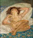 John Sloan, Nude on Great White Pillow, 1944, Casein tempera with oil varnish on panel