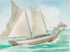 Emilio Sánchez Font, Sailboat, Watercolor on paper