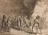 Guillaume Boichot, A Historical Scene: A Military Encampment with Warriors Arguing, Pen and ink on paper