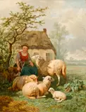 Laurent de Beul, Shepherdess and Her Sheep, 1868, Oil on panel