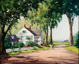 Donald Allen Mosher, Rockport Street Scene, Oil on canvas