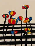 Alexander Calder, Flowers on a Fence, Colored lithograph
