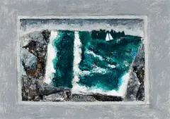 William Irvine, Window at High Tide, Oil on paper