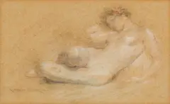 James Carroll Beckwith, Reclining Nude, Pastel on paper