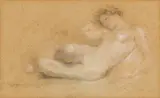 James Carroll Beckwith, Reclining Nude, Pastel on paper