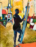 Clary Nelson Cole, Artist at the Easel, 1969, Oil on masonite