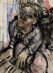 Philip Evergood, Sisters, 1963, Watercolor on paper