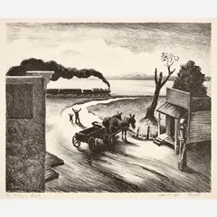 Thomas Hart Benton, Edge of Town, 1938, Lithograph