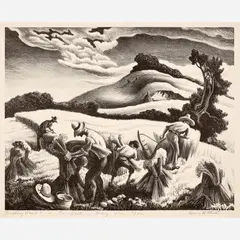 Thomas Hart Benton, Cradling Wheat, 1939, Lithograph