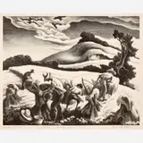 Thomas Hart Benton, Cradling Wheat, 1939, Lithograph