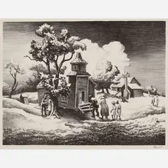 Sunday Morning by Thomas Hart Benton, 1939, Lithograph, sold Aug 2026