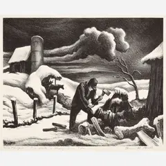 Thomas Hart Benton, The Woodpile, 1939, Lithograph