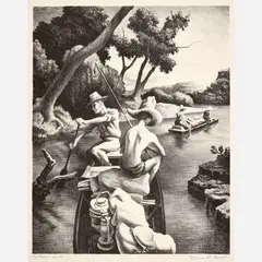 Down the River by Thomas Hart Benton, 1939, Lithograph, sold Aug 2026