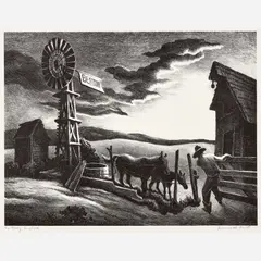 Thomas Hart Benton, Nebraska Evening, 1941, Lithograph on paper