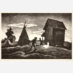 Night Firing by Thomas Hart Benton, Lithograph, sold Aug 2026