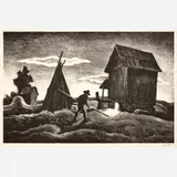 Thomas Hart Benton, Night Firing, 1943, Lithograph on paper